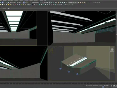 Low poly interior hangar Low-poly 3D model