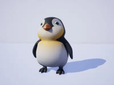 Penguin cartoon Low-poly 3D model