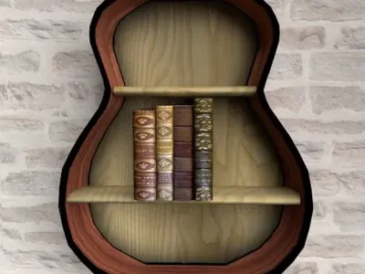 Loft style bookshelf Free low-poly 3D model