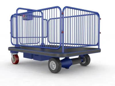 Supermarket Platform Trolley Transport 3D model