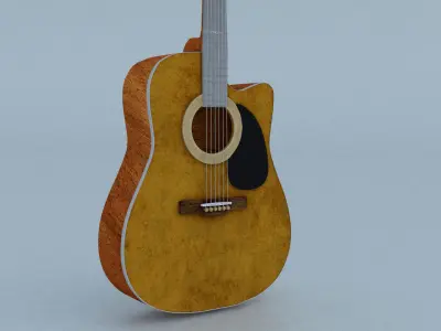 Acoustic Steel Strings guitar Game asset 3D model