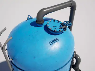  Industrial Water Filter Tank Low-poly 3D model