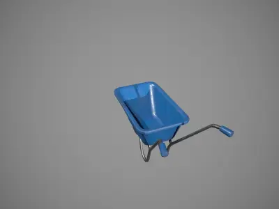Blue Wheelbarrow Low-poly 3D model