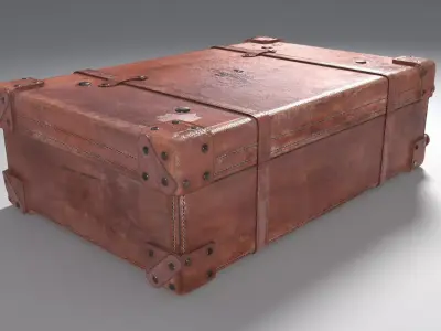 Old Leather Suitcase 3D model