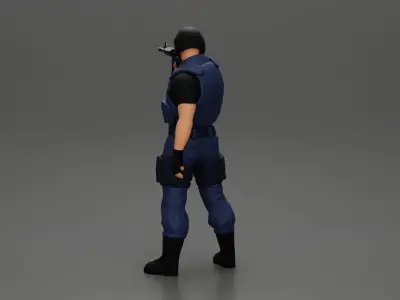 Military man with tactical mastery holding a gun 3D print model