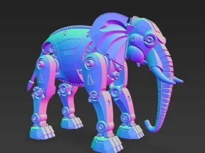 Industrial Steampunk Elephant 3D print model
