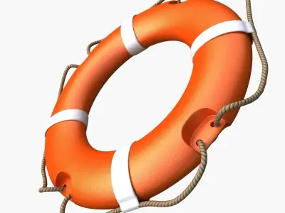 Lifebuoy orange life preserver 3D model
