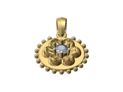 Beaded diamond Florentine solitaire pendant charm 3D print model