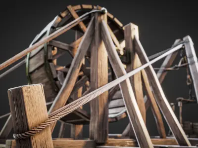 Crane Medieval Type 2 Low Poly Low-poly 3D model