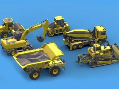 Collection Construction Vehicles Low- Poly Low-poly 3D model