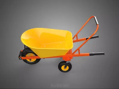 THREE CASTER WHEEL TIRE WHEELBARROW PUSH TIP STURDY BARROW 3 KIT 3D model
