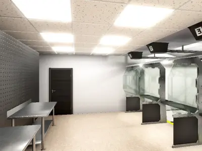 Shooting Range Interiors  Low-poly 3D model