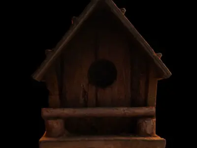 Birdhouse Wood Low-Poly 3D Scan Low-poly 3D model