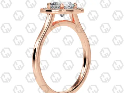 Ring 182 Cushion Shape Cathedral Halo with Gems 3D print model