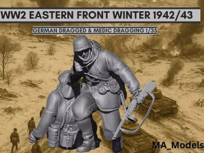 Eastern Front 1942-43  german Dragged  Medic Dragging 1-35 3D print model