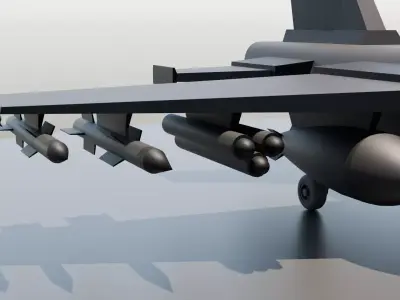 Low Poly Supersonic Fighter Jet with Missiles  Military Aircraft Low-poly 3D model