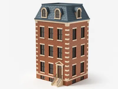  Cartoonish Classic Apartment Building Low Poly 3D Model Bundle 