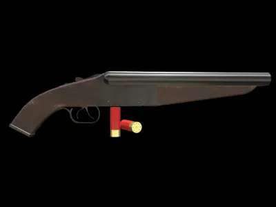 Short Double Barrel Low-poly 3D model