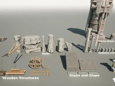 Dwarven Dungeon Environment  Low-poly 3D model