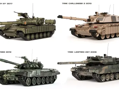 Collection of modern models of main battle tanks 3 3D Model Pack