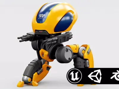 MILITARY BOT M-3000 Rigged for Unreal Engine - Unity - MIXAMO  3D model