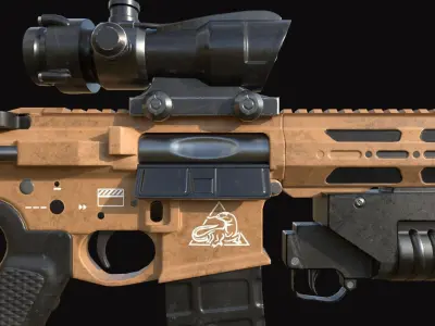Komodo D5 Assault Rifle with Grenade Launcher - Low Poly Low-poly 3D model