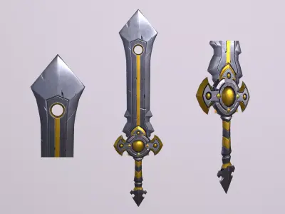 Golden Sword 3D low poly model Low-poly 3D model