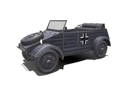 Type 82 Kubelwagen Low-poly Military Light Utility Vehicle PBR Low-poly 3D model