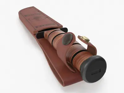 USMC Ka-Bar with Leather Sheat 3D model