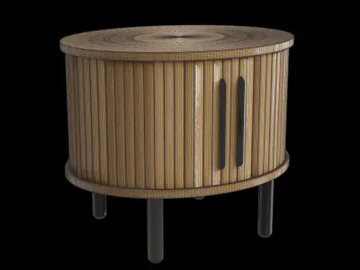 Slatted Oak Bedside Table 3D model