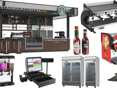 Detailed Starbucks Kiosk 3D model