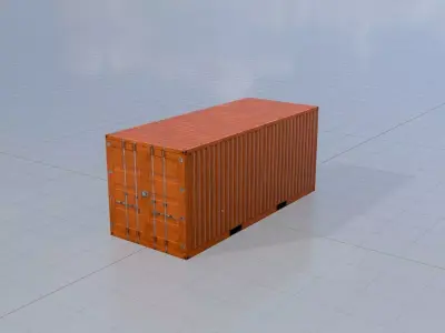 20ft Shipping Container signal orange  Low-poly 3D model