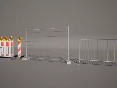 Construction Site Barrier and Fence Pack 3D model