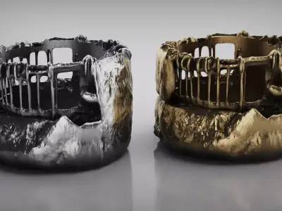 Concrete Ring - Column Ring - Rebar Ring - Silver Ring 3D print model