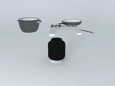 propane tank and stove with pots Free 3D model
