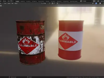 Industrial Flammable Barrel  Clean Rusty PBR 3D model
