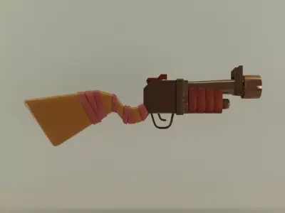 Cartoon type game gun  Low-poly 3D model