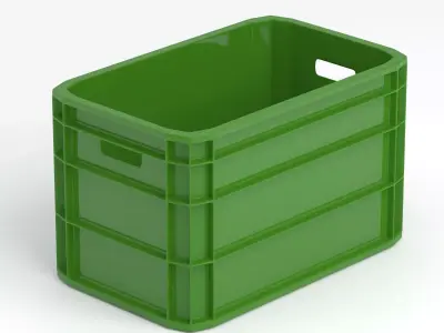 Portable Plastic Crate Green 3D model