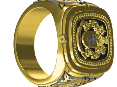 Antique Family Crest Ring 3D print model