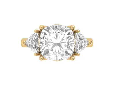 Cushion 3 Stone Ring 3D print model