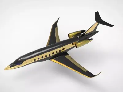 golden private jet 3D model