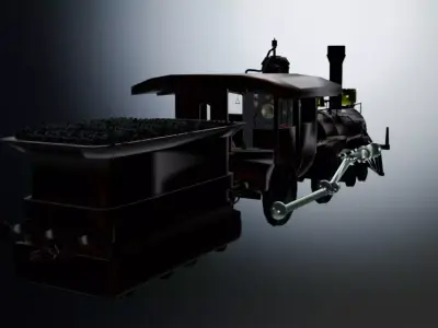 Train avec Tender texture rouge metal  Optimise pour animation Low-poly 3D model