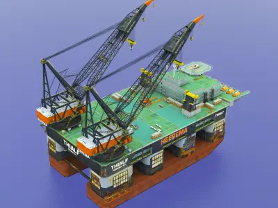 Offshore lifting platform-drilling platform 3D model