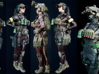 Military-Soldier-Female-AAA Low-poly 3D model