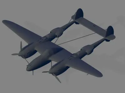 P-38L-5-LO Lightning 3D model