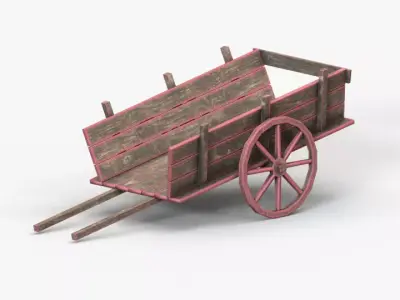 Cart Low Poly wooden Free low-poly 3D model