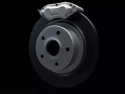 4 piston small disc brakes Low-poly 3D model