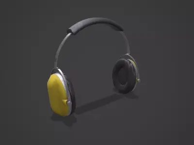 Old Vintage Construction Headphones Low-poly PBR Low-poly 3D model