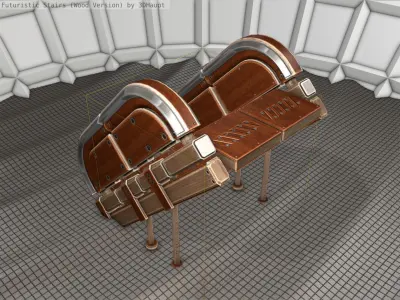 Wood Stairs - Construction Element 32 Low-poly 3D model