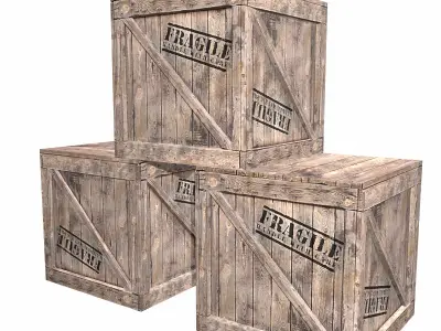 Wooden Box Low Poly Low-poly 3D model